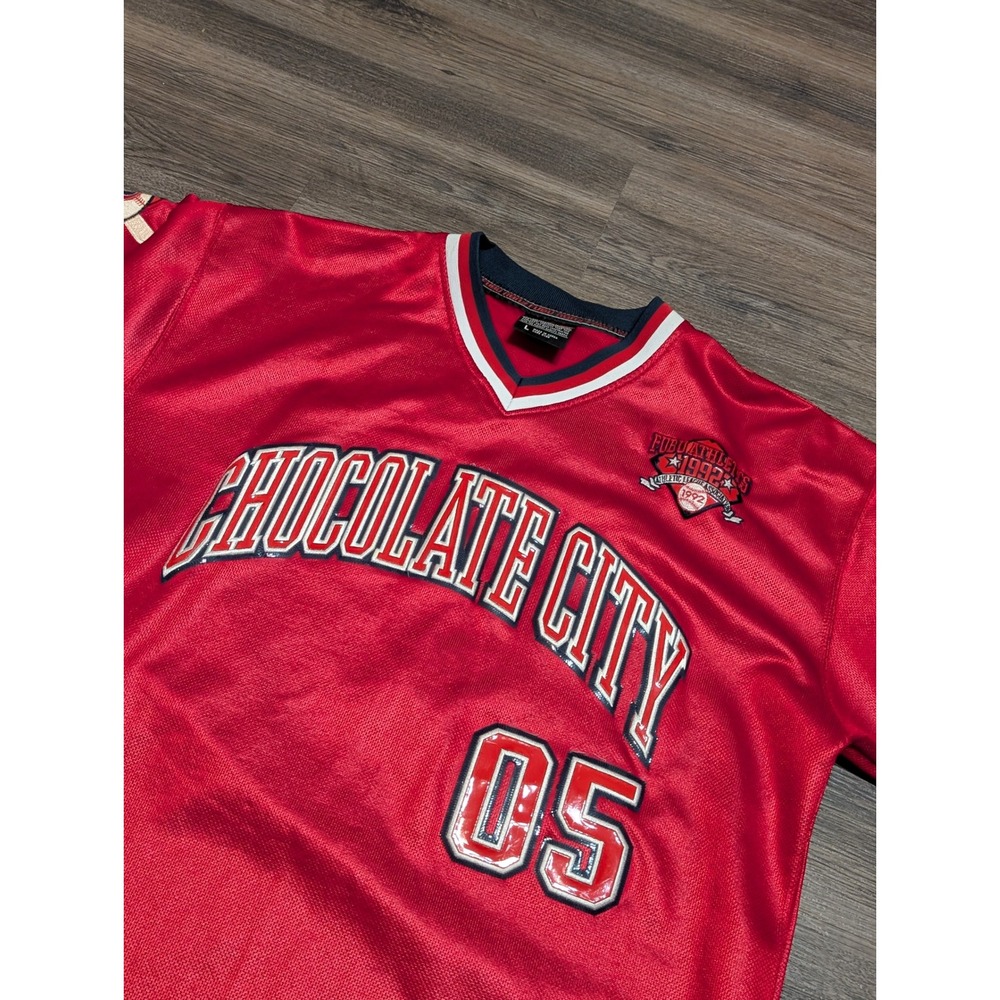 FUBU Chocolate City 05 Jersey Red Mens Large Vintage 90s Hip Hop Mesh